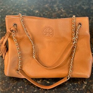 Tory Burch Tan Shoulder Bag with Gold Chain Straps